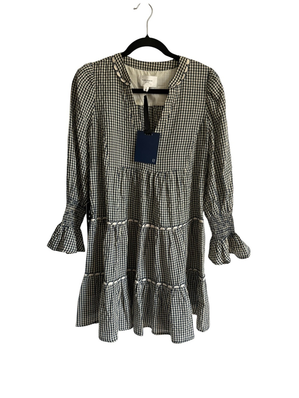 Pomander Place Navy Gingham Kenzo Mini NEW Dress, Size Small